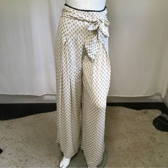 Revolve Tularosa Womens Patterned Adjustable Waist Tie Barbara Pants White Small - Picture 3 of 13